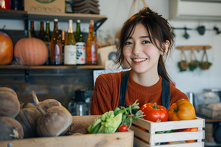 乡村风光中一位女士图片