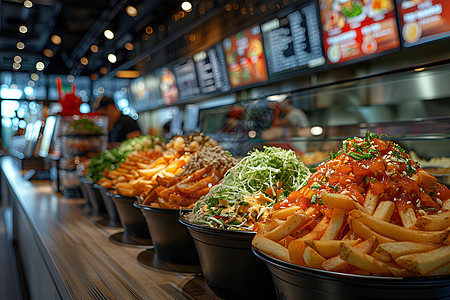 食物插画国际美食集市背景