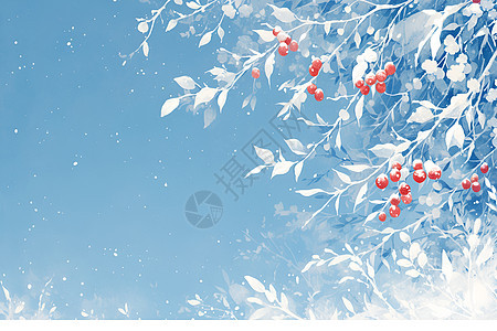 银枝纷飞的冬日画卷背景图片