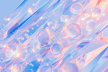 水晶立方体中的浮游泡泡图片