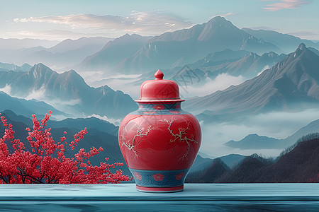 红色花瓶背景图片