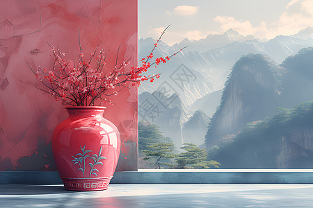青玉花瓶背景图片