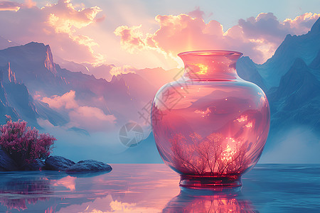 gif云朵透明唯美花瓶背景