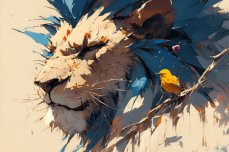 绘画的凶猛狮子背景图片