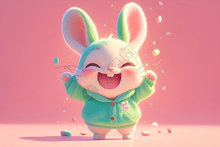 开心的小兔子背景图片