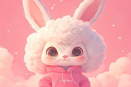粉色背景中的兔子背景图片