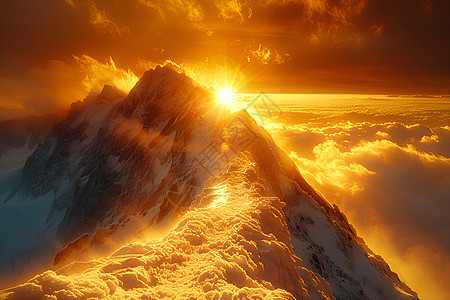 山脉之光太阳雪山高清图片