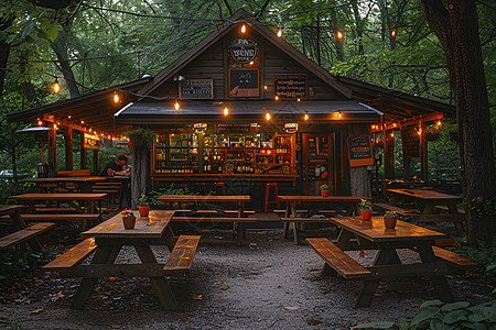 林间小屋图片