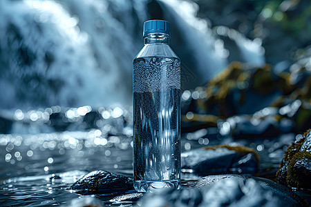 纯净水瓶瀑布下的水瓶背景