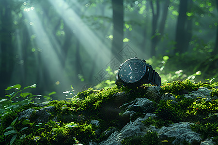 露天丛林中的智能手表背景图片