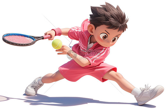 男孩穿着运动服打网球图片