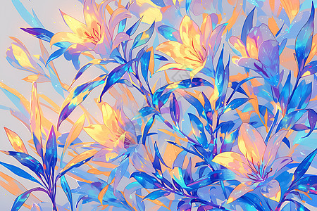 阳光下的百合花丛图片