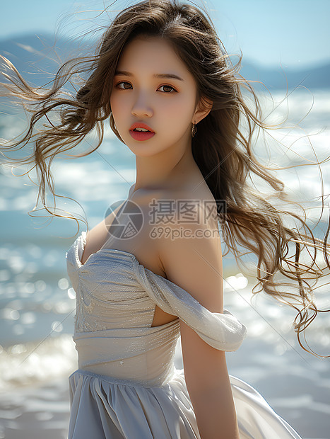 海边性感的美少女图片