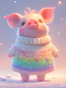 穿着彩虹毛衣的小猪图片