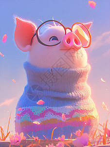 戴着眼镜的小猪背景图片