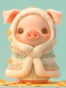 可爱的小猪穿着迷人的外套图片