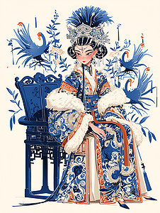 中国传统戏曲人物的插画背景图片