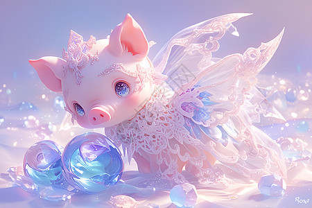 梦幻小猪与透明小球图片
