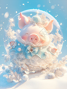 冰雪中的小猪图片