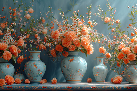 繁花里的彩瓷花瓶图片