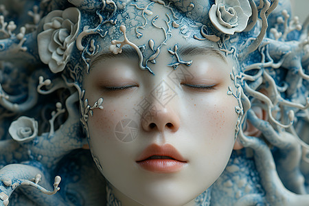 蓝色花冠的睡美人图片