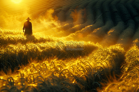 稻田里的农民图片