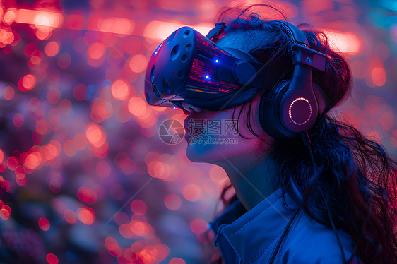 女子戴着VR眼镜图片