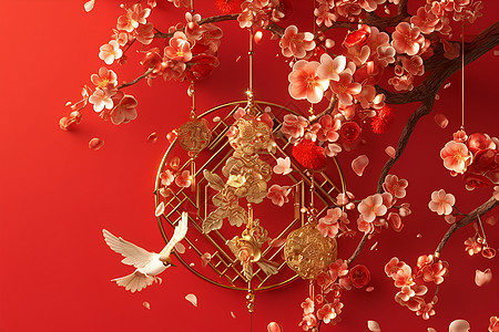 春节喜庆花卉背景图片