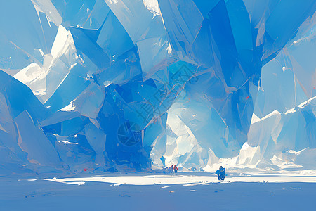 冰川中的行人图片