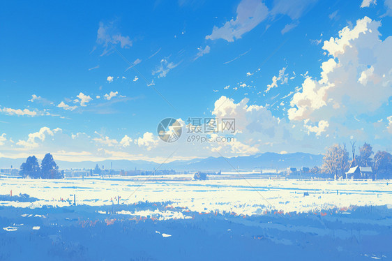 冬日蔚蓝的天空图片