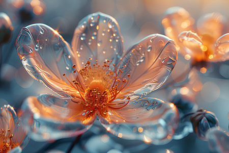 水滴缀于花瓣上图片