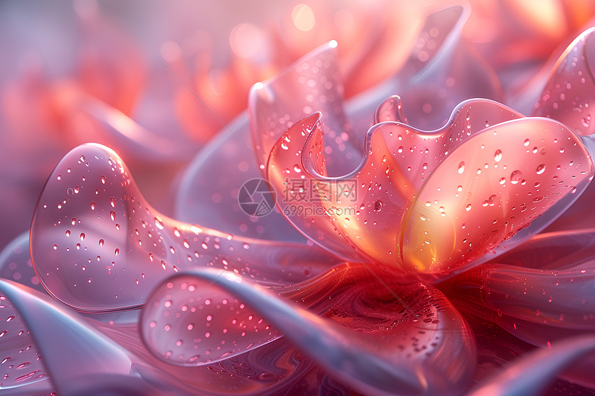 水珠滴在粉色花瓣图片