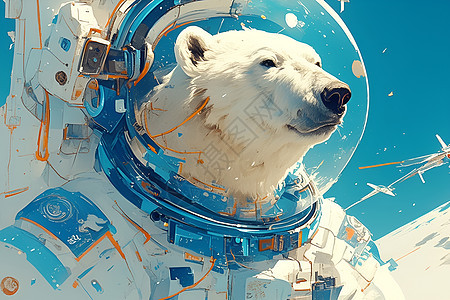 冰原冒险极地熊宇航员图片