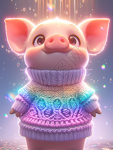 穿着毛衣的可爱小猪图片