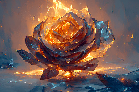 雪中火焰的玫瑰图片