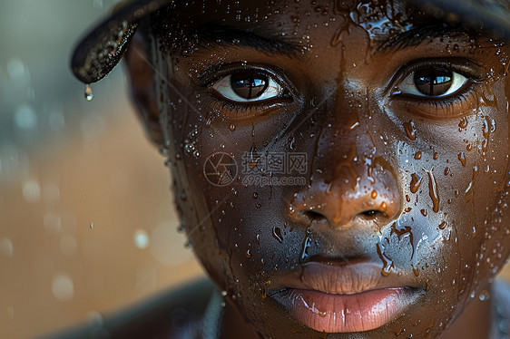 汗水浸湿的男孩图片