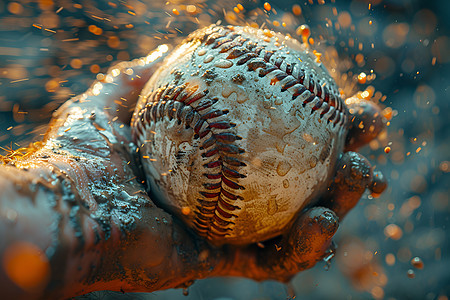 双手握着棒球背景图片