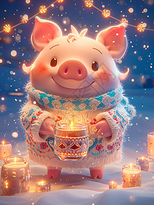 梦幻可爱的猪猪插画背景图片