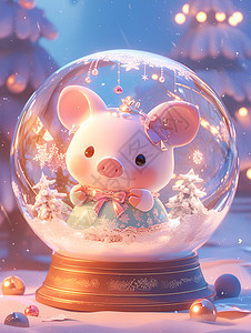 玻璃球中的小猪背景图片