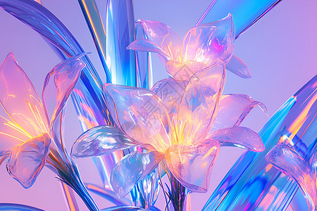 玻璃质感的花朵背景图片