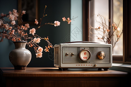 收音机和花瓶图片