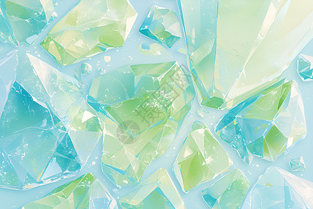 蓝绿色交织的玻璃方块壁纸图片
