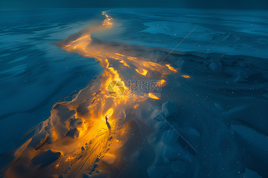 冰原上的熔岩河流图片
