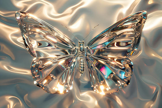 未来感的玻璃蝴蝶图片