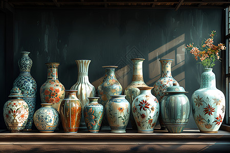 青花瓷花瓶古董瓷器背景