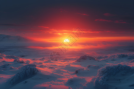 雪山之颠的日落美景图片