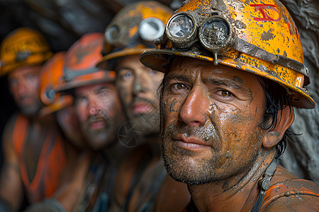 戴着安全帽的采矿工人图片