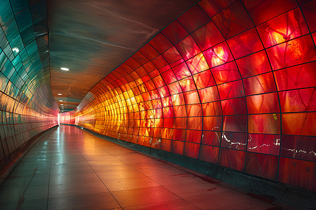 灯光隧道五彩缤纷的隧道背景