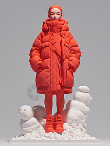 红衣雪中共舞女孩背景图片