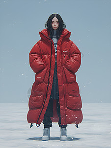 冬日时尚红衣女性图片